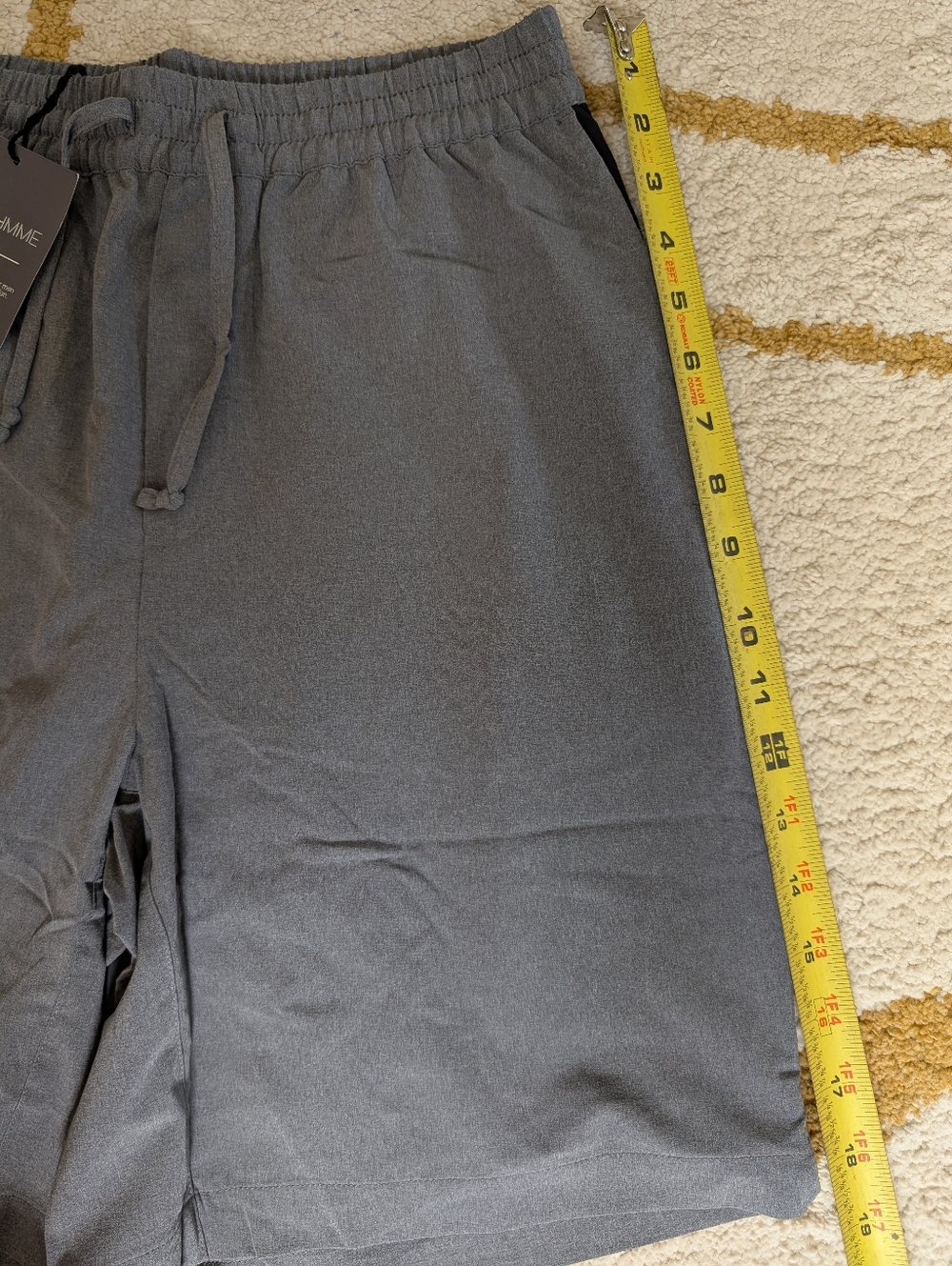NWT Ohmme Men's Yoga Shorts Size 28 Gray Athletic Warrior II - Picture 6 of 10